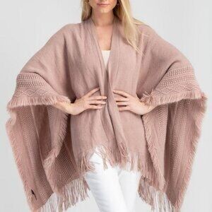 SAACHI Blush Pink Fringe Poncho